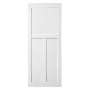Hardware CRAZY ELF 28" x 84" "T" Style Real Primed Door Slab, DIY Panel Door, Modern Interior Barn Door, Water-proof, Anti-deformation, Pre-Drilled Ready to Assemble, Suitable for Pre-hung Door and Barn Door