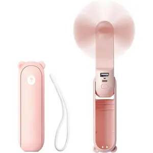 Handheld Mini Fan, 3 IN 1 USB Rechargeable Portable Fan [12-19 Working Hours] with Power Bank, Flashlight, Pocket Design for Travel/Summer/Concerts/Lash, Gifts for Women (Pink)