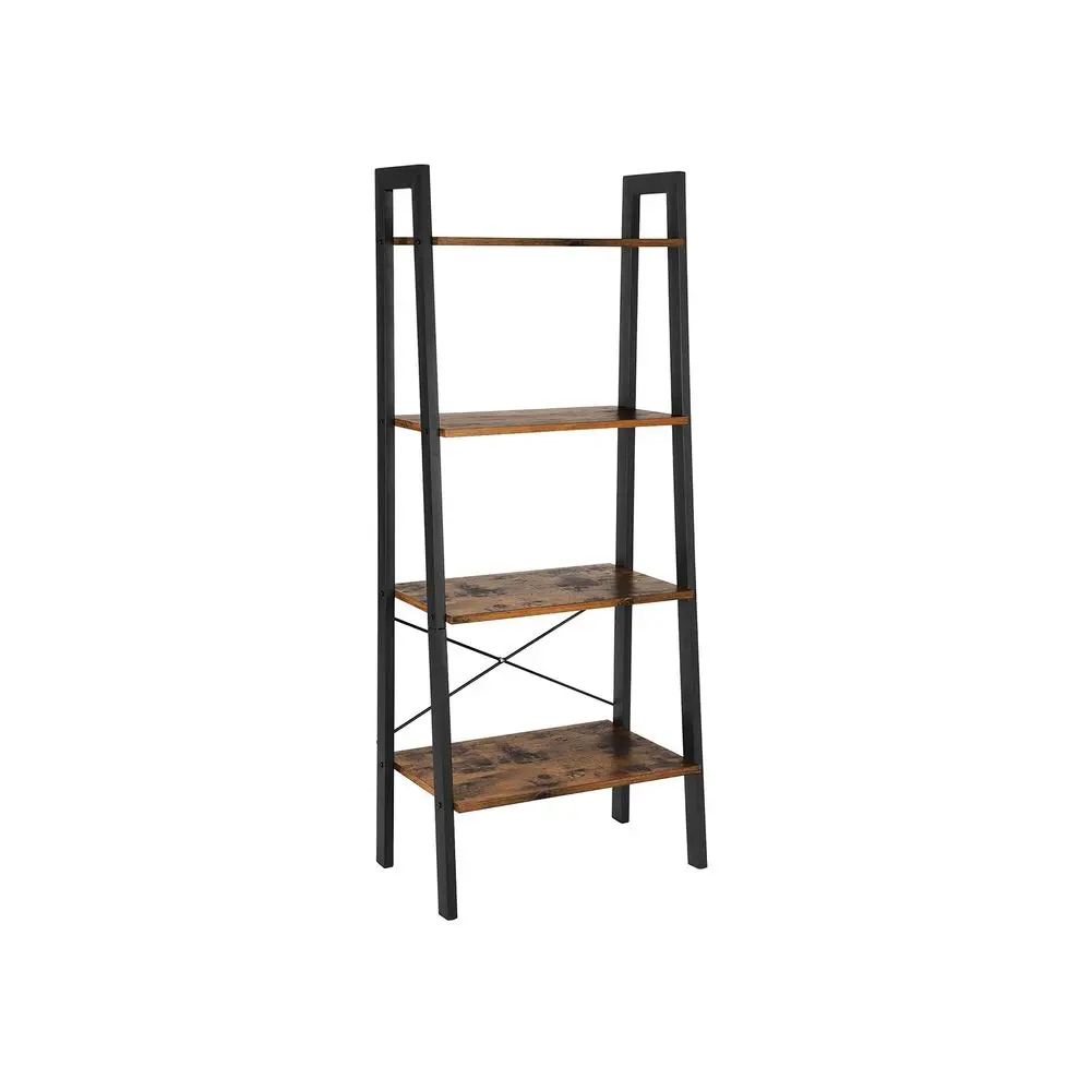 SONGMICS 4-Tier Ladder Shelf Style Display Storage Shelf, Industrial Bookcase with Steel Frame, Antitip Kit Incl SONGMICS 4-Tier Ladder Shelf Style Display Storage Shelf, Industrial Bookcase with Steel Frame, Antitip Kit Incl
