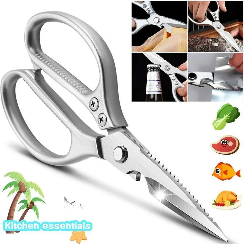 3 in 1 Heavy-Duty Kitchen Scissors -Cooking sheers for Chicken | Meat | Poultry | Vegetables, 304 Stainless Steel, Perfect Gift for Giving Handles