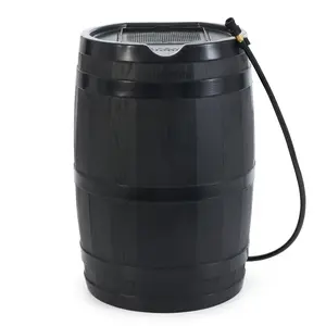 FCMP Outdoor RC45 45 Gallon Outdoor Rain Water Catcher Barrel Container, Traditional Wood