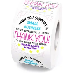 1.7" Please Leave a Review with Colour Design Stickers,Thank You Stickers,Bakeries Sticker,Small Business Sticker, Bags Packaging 500 count