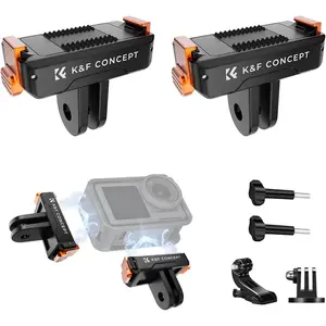 K&F CONCEPT 2-Pack Aluminium Magnetic Quick-Release Adapter Mount, Extension Base Bracket with 1/4" Adapter & Buckle for DJI Osmo Action 5 Pro/4/3, 360 Cameras, Tripods, Clips & Selfie Devices