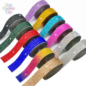 Self-Adhesive Rhinestone Strip, DIY Crystal Ribbon with Glue Back, Multi-Color Bling Rhinestone Tape for Clothing & Crafts