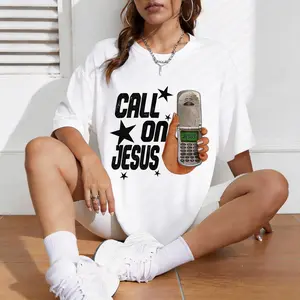 Women&Men Faith Inspired Graphic T Shirt with Call on Jesus Print Soft Cotton Crewneck Short Sleeve Shirt for Daily Casual Wear and All Season Comfortable Outfits