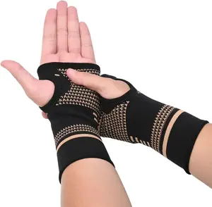 Copper Wrist Compression Sleeves (1 Pair) Comfortable Breathable for Arthritis Tendonitis Sprains Workout Carpal Tunnel Wrist Support for Women Men