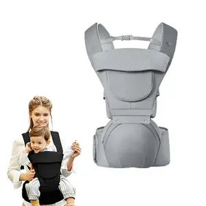 Baby Carrier Newborn to Toddler Ergonomic Safety-Certified with Hip Seat Foldable Neck Support Pod 12 in 1 Adjustable Waist Belt Grey