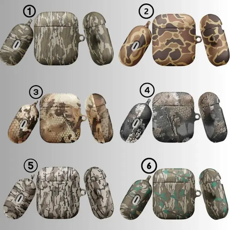 Vintage Duck Hunting Leaf Camo Wireless Earbuds Case, Durable Rugged Outdoor Hunter-Style Protective Cover, Charging-Compatible for Gen 1/2/3/4 & Pro 1/2 Wireless Audio Earbuds Accessory, Earbuds Wireless