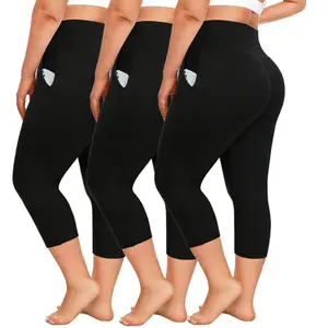 Capri Leggings for Women - Yoga Pants Tummy Control Black Capri Pants For Women High Waisted Workout Cycling Leggings with pocket