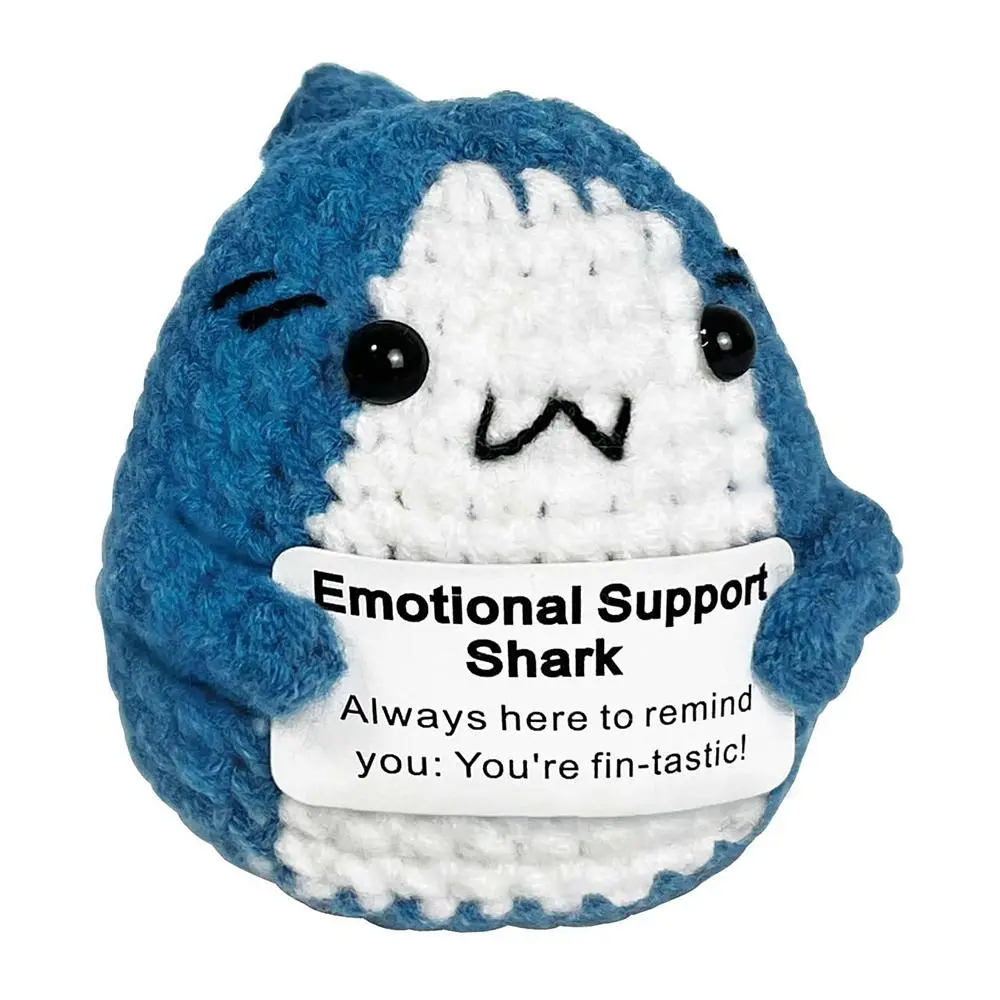 Cute Shark Shaped Emotional Support Plush Toy, 1 Count Creative Crochet Knitting Toy, Desktop Decoration Ornament, Gift for Friends, Soft Huggable, Stuffed Animal Gift, Soft Cuddly Gift