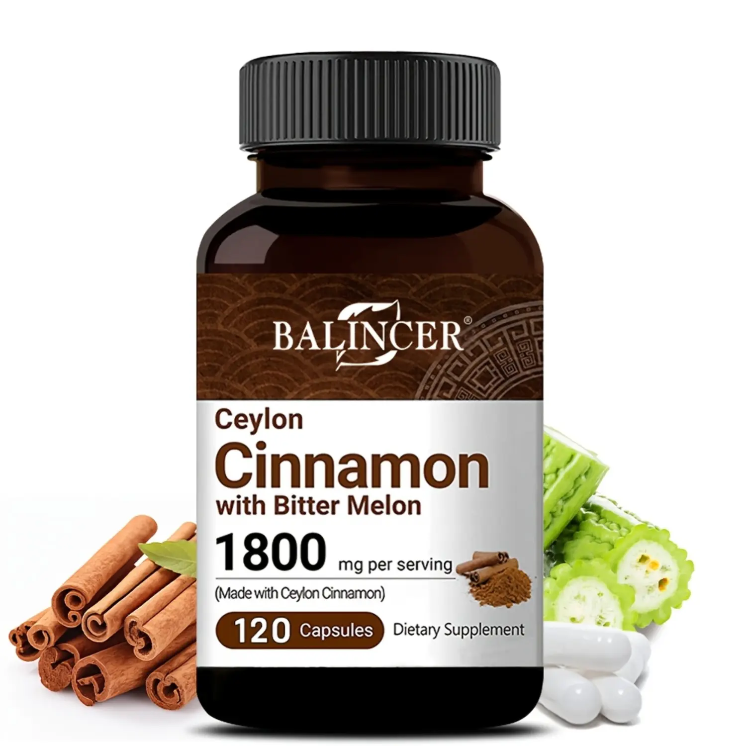 Ceylon Cinnamon Supplement With Bitter Melon 120 Capsules Premium Herbal Formula
