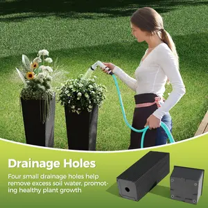 OP-Modern Outdoor Rattan Planter Pots Set of 2 – 24 & 32 Inch Tall Elegant and stylish All-Weather Black Flower and Tree Pots with Drainage & Removable Liners for Patio, Porch, Backyard,Garden