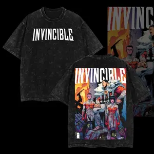 Streetwear Invincible #129 - Multiverse War Comic Double Printed Oversize Lightweight Acid Washed Tee TV Series Graphic Cotton Tee T-Shirt graphic tee superhero fan