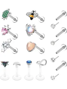 14 PCS 16G Tragus Piercing Jewelry Medusa Piercing Jewelry Labret Jewelry Conch Helix Piercing Jewelry Tragus Earrings for Women Surgical Steel Screw Back Flat Back Earrings Threadless Nose Stud Lip Rings