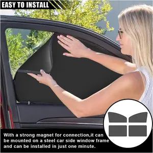Car Window Sunshade Curtain, Magnetic UV Protection, Heat Insulation, Privacy Blind for Summer, Sleeping, Camping, Vehicle Window Cover, Magnetic Sunshades