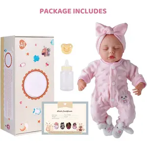 12 Inch Lifelike Reborn Baby Dolls Silicone Full Body Realistic Sweet Sleeping Soft Vinyl Real Life Baby Dolls Cute Girl with Toy Accessories Gift Set for Kids Age 3+