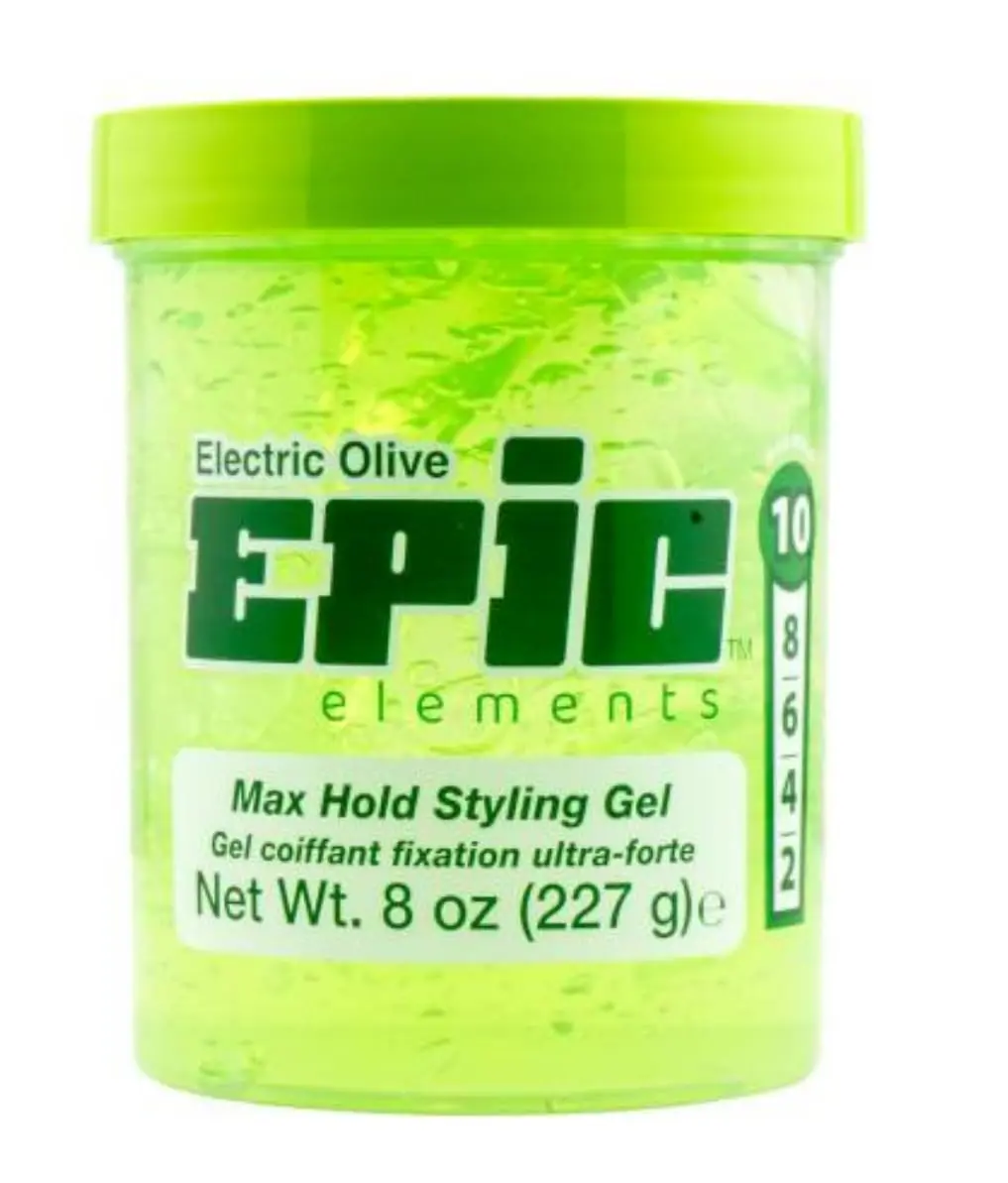 Epic Max Hold Hair Care Styling Gel with Olive Oil for Curly Hair - Tames Frizz, Non-Flaking, Alcohol-Free, Non-Tacky, Unisex, 8oz, Shiny Hair