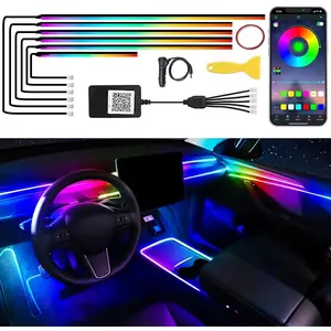 LED Interior Strip Lights, 6 in 1 Dreamcolor Ambient Lighting Kit with  APP, Luxury EL Wire Trim 16 Million Colors Neon Strip for  Inside Decoration(No Remote)