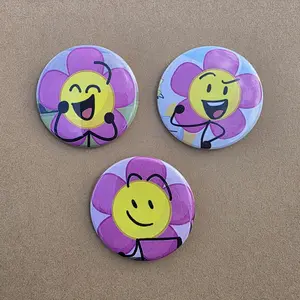 Flower BFDI Buttons, Cute Character BFDI Pinback Button, Colorful Meme Pin Buttons For Clothes, Bags, Backpack, Hats, Jeans, and More, Funny Bag Accessories!