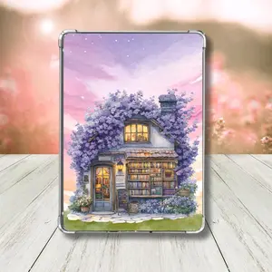 Cozy Purple Bookshop Kindle Insert - Aesthetic Clear Case Decor