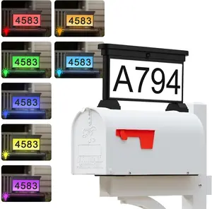 Solar Mailbox Numbers, Double Sided RGB Color Changing Address Sign,  LED Illuminated House Numbers for Outside, Easy to spot for Visitors, Mailman, UberEats,