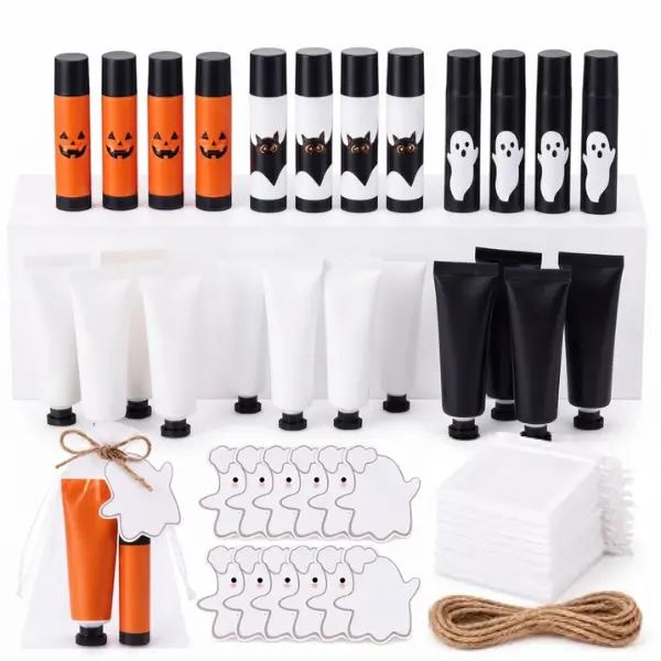 12 Sets Halloween Gifts for Women Bulk Hand Cream and Lip Balm | Boo Basket Stuffers, Halloween Party Favors, Goodie Bag Stuffers, Bat Hand Cream, Ghost Pumpkin Lip Balm, with Tags Bags Rope