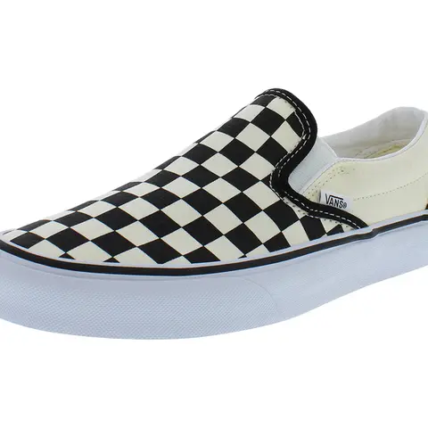 Vans Classic Slip-On Unisex Sports Sneakers - Black/White Checkerboard Design, Lightweight Rubber Slip-On Trainers, Daily Wear Shoes for Casual Activities