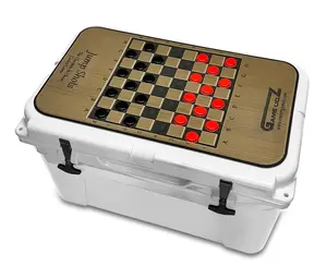 Yeti Cooler Pad Jump Shots Checkers & Chess-Top for Yeti Tundra Cooler Lid Brown/Black Mat with 3M Adhesive Easy Peel and Stick Application