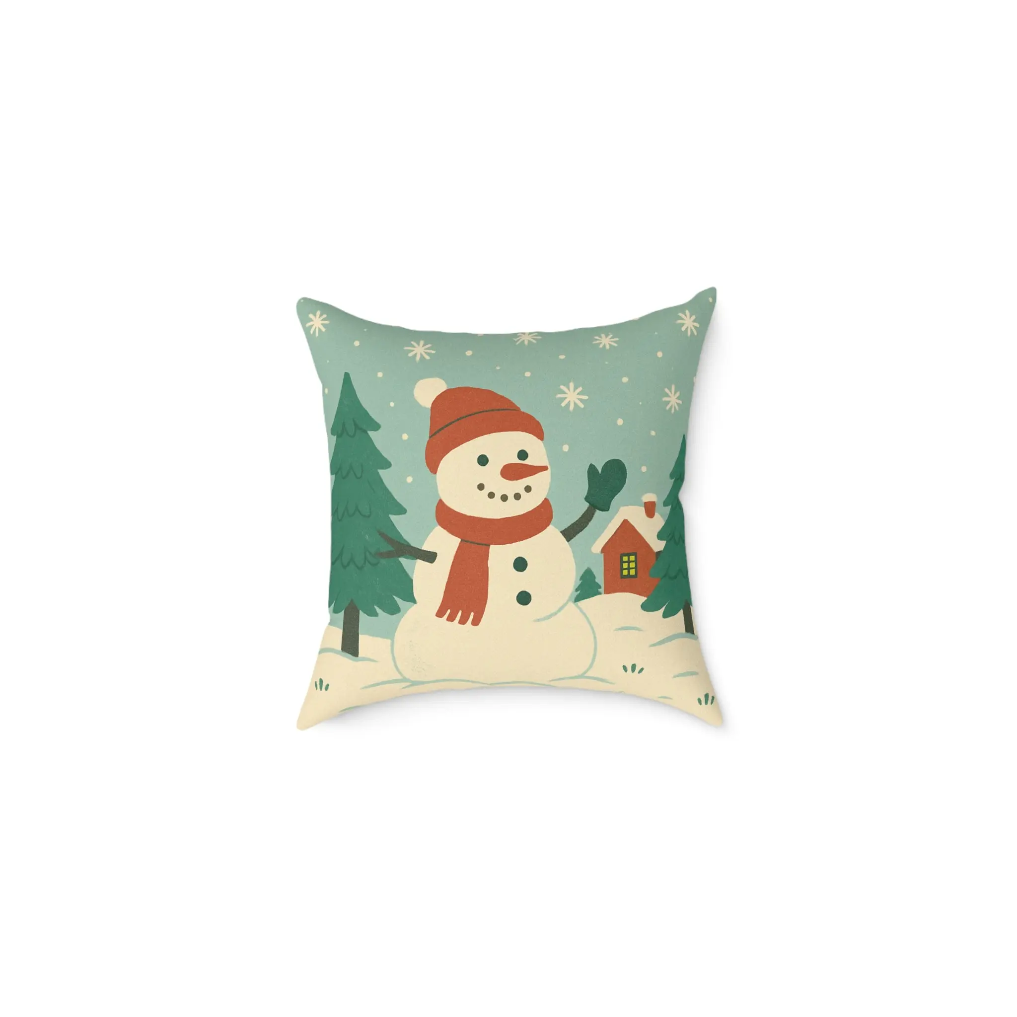 Winter Snowman Throw Pillow, Cozy Decor for Christmas, Holiday Gift, Seasonal Home Accent, Snowman Cushion, Festive Living Room