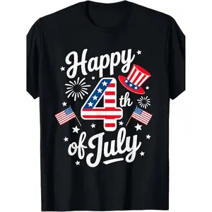 Happy 4th Of July US Flag American 4th Of July Independence Anniversary T-Shirt for Men Women Father's Day Gifts unisex streetwear   4th of july shirts