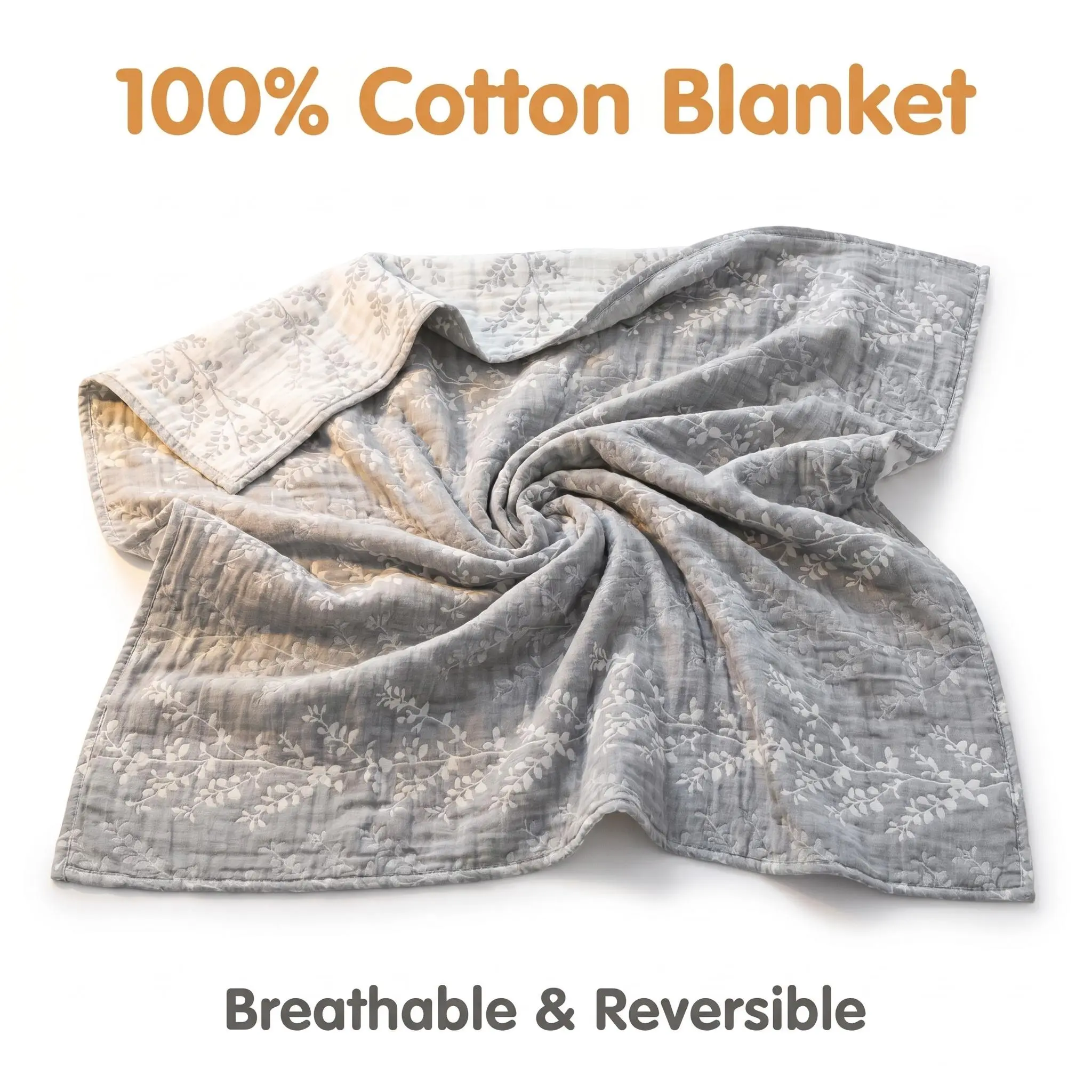 [ Summer Sale Deals ]NTBAY 100% Muslin Cotton Blanket - All Season Warmth & Breathable Quilted Throw, Premium Soft Natural Cotton Mezzanine Bed Blanket for Bedroom, Sofa & Couch, 1 Pack