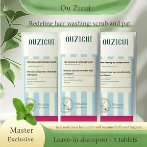 OUZICUI Hair Cleansing No-Rinse Shampoo Wipes - Convenient to Carry, Oil-Controlling, Volumizing, Smoothing, Itch-Relieving, Fragrance-Leaving, No-Rinse