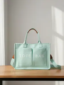 Multi-Function Canvas Shopping Lunch Bag with Multiple Pockets, Long Shoulder Strap & Short Handle for Women Office Workers, Ideal for Daily Travel Use,