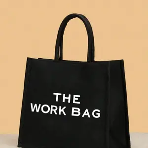 Personalized Letter Work Bag, Large Capacity Beach Holiday Bag, Unisex Fashion Canvas Zipper Handbag, Portable Gift Bag, Travel Tote Bag, Tote Bags