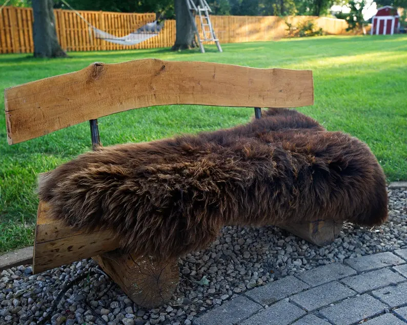 Follkee Beautiful Brown Iceland SHEEPSKIN rug Sheepskin Throw Fur Rug Sheepskin Rug throw, natural sheepskin, real sheepskin rug