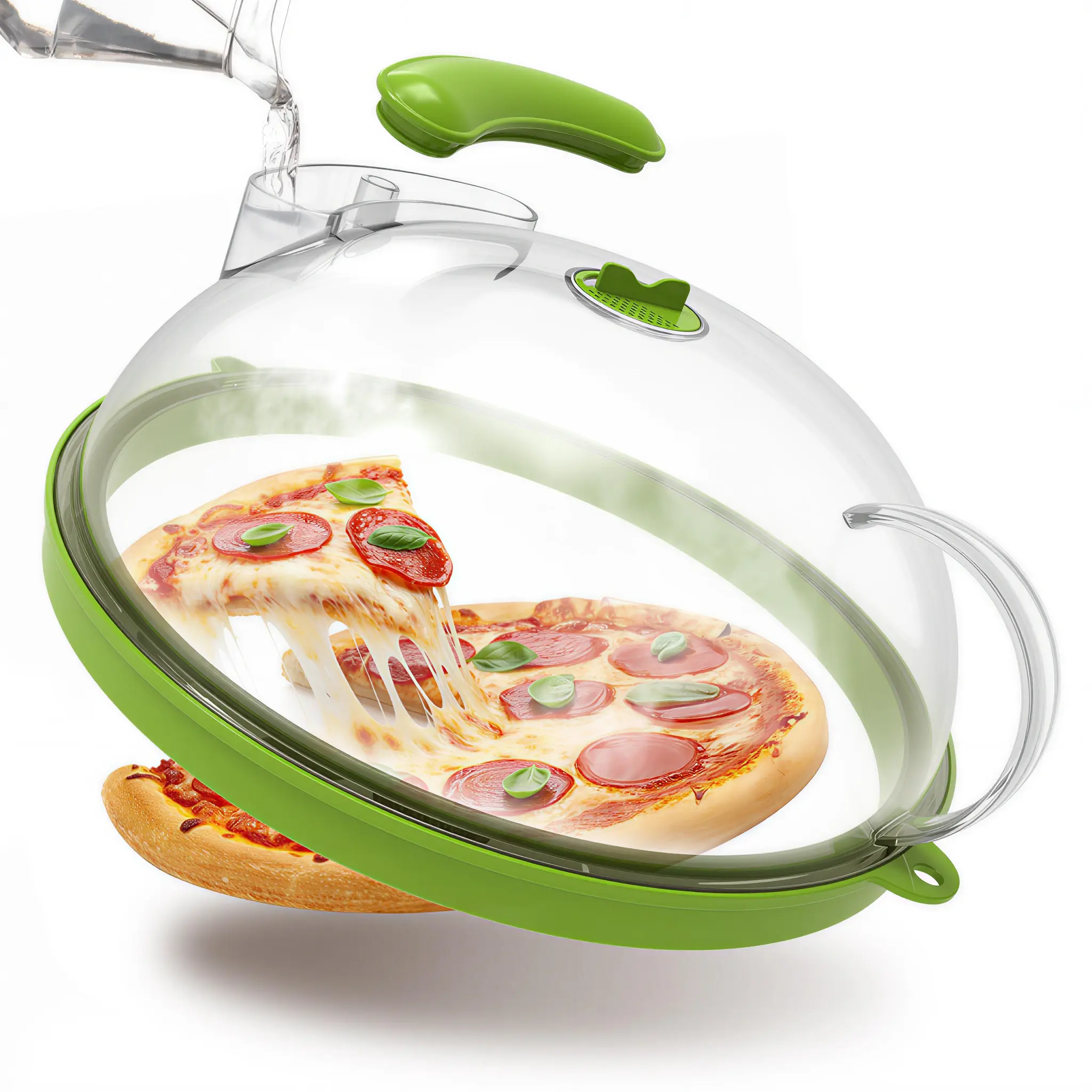 2-in-1 Microwave Food Cover with Built-In Steamer - BPA-Free Splatter Guard for Microwave Use, Heat-Resistant Handle, Moisture Lock, Reusable Kitchen Cover for Plates & Bowls