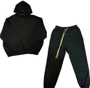2024 Black and White Set - Hoodie and Sweatpants with Gold Drawstring