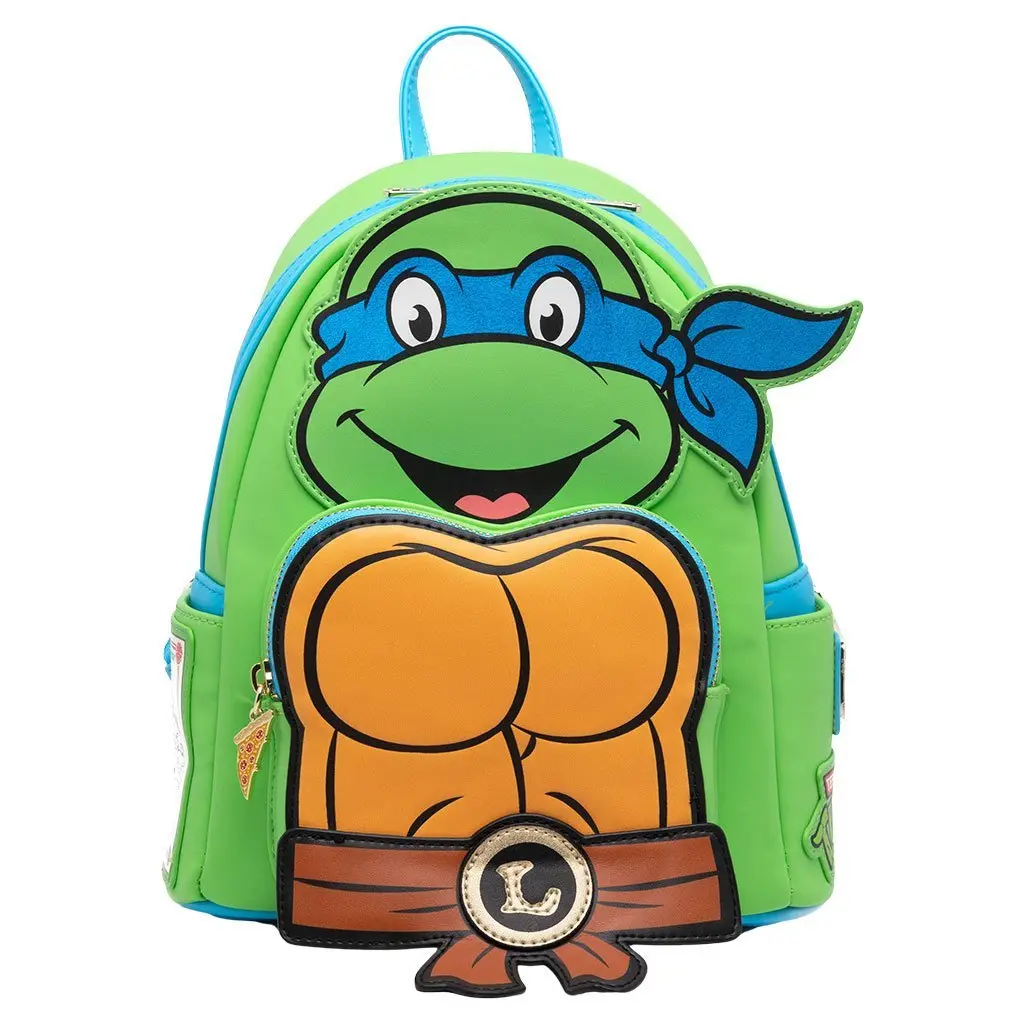 Loungefly TMNT Leonardo Cosplay Faux Leather Mini Backpack with Animated Character Graphic - 707 Street Exclusive, Turtle Bag, Animated Character Graphic Backpacks
