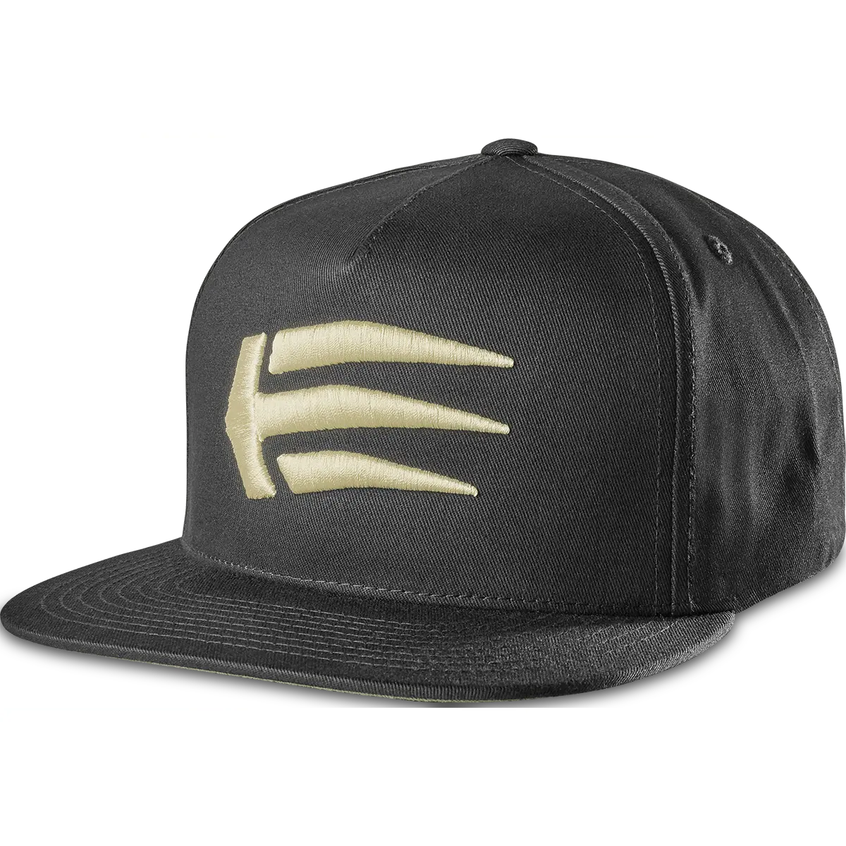 ETNIES Joslin 5-Panel Snapback Hat - Unisex Flat Brim Hat with Polyester Blend Cotton Twill, Soft Buckram Reinforcement, Embroidered Crown, Machine Washable, Universal Fit, Flat Brim Hats