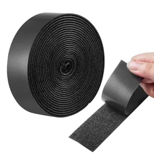 Heavy Duty Hook Loop Tapes, 1.5x16 in Self-Adhesive Nylon Sticky Back Fastener Roll, Ideal for Home & Crafting, Black