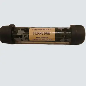 Taylored Family Rod Tinder Kit with 1/2" x 5" Rod, 6" PVC Tube, Cotton, Cedar, Wax Pads, Jute, Tumbleweed for Camping & Survival