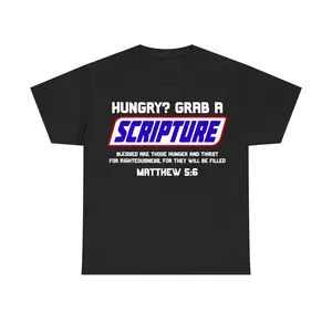 Hungry? Grab a Scripture T-Shirt – Christian Graphic Tee with Matthew 5:6 Bible Verse, Faith Apparel, Casual Streetwear Top for Believers