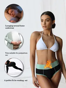 Women's Cotton High Waist Plus Size Panties Set Stretch Comfortable Underwear 5PCS 1XL-3XL Fashion Simple Splicing Color Comfort Meets Fashion