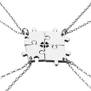 OIDEA 4-Piece Interlocking Heart Matching Set Necklaces, Stainless Steel Metal Puzzle-Piece Pendant Jewelry, Engravable BFF Sister Gift, Interlocking Heart Necklaces summerwins summerwins,summerwins