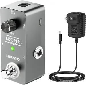 LEKATO Guitar Effect Pedal Looper Unlimited Overdubs 5 Minutes Looping Time Loop Station with USB Cable and 9V 0.6A Pedal Power Supply Adapter Valentine's Day Gift