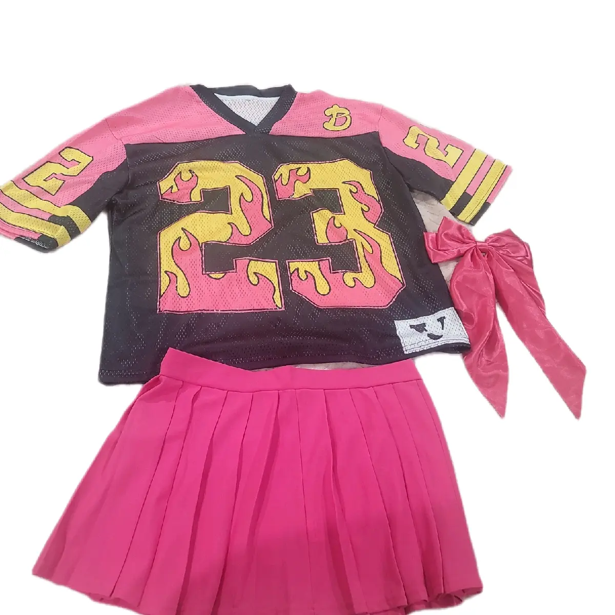 Womenswear 3 Piece Jersey Top Tennis Skirt with Head Bow - Stylish Design for Women - Clothing Suits