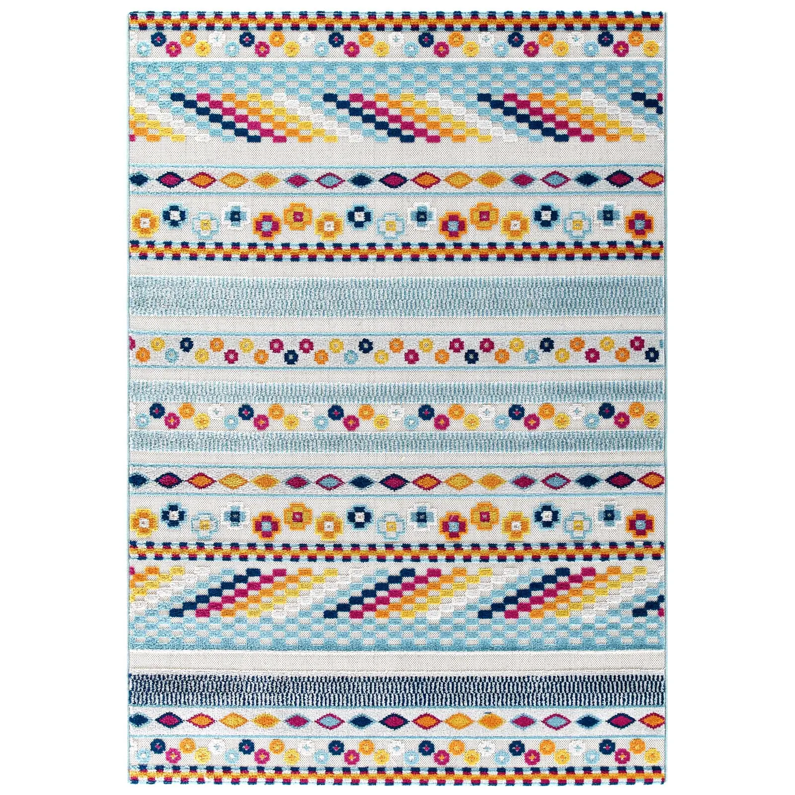 Reflect Cadhla Vintage Abstract Geometric Lattice 8x10 Indoor and Outdoor Area Rug in Multicolored