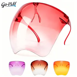 Futuristic Full Face Shield Sunglasses for Men Women, Anti Fog UV400 Mirrored Visor Goggles, Gradient Cyan Blue Fashion Tinted Lens Eye Shield