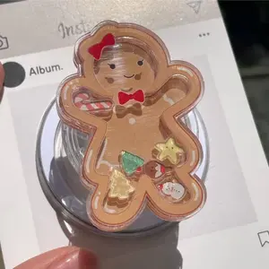 Smiling Gingerbread Man MagSafe Phone Grip Cute Christmas Magnetic Phone Holder, Smiling Cookie Popsocket, Xmas Gift Idea