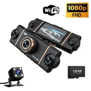 4 Channel Car Dash Cam, 1080P Car DVR with 32GB Memory Card，2.0 Inch, Plug and Play，Car Video Surveillance with Night Vision， Car DVR Hd Screen Front Rear Left And Right dashcam，Gravity Sensor，Holiday Gift